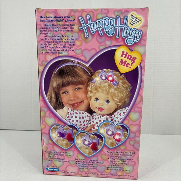 Vintage 1998 Playmates Happy Hugs Doll Hug Me I Glow Giggles Talks 14 Inch NOS - Picture 8 of 11
